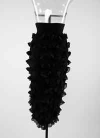 Straight skirt with zip ruffles - Alaia Black