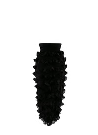 Jupe droite à volants zip en soie mélangée - Noir Alaïa