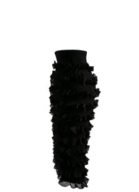 Jupe droite à volants zip en soie mélangée - Noir Alaïa