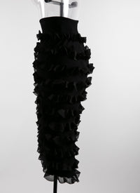 Straight skirt with zip ruffles - Alaia Black