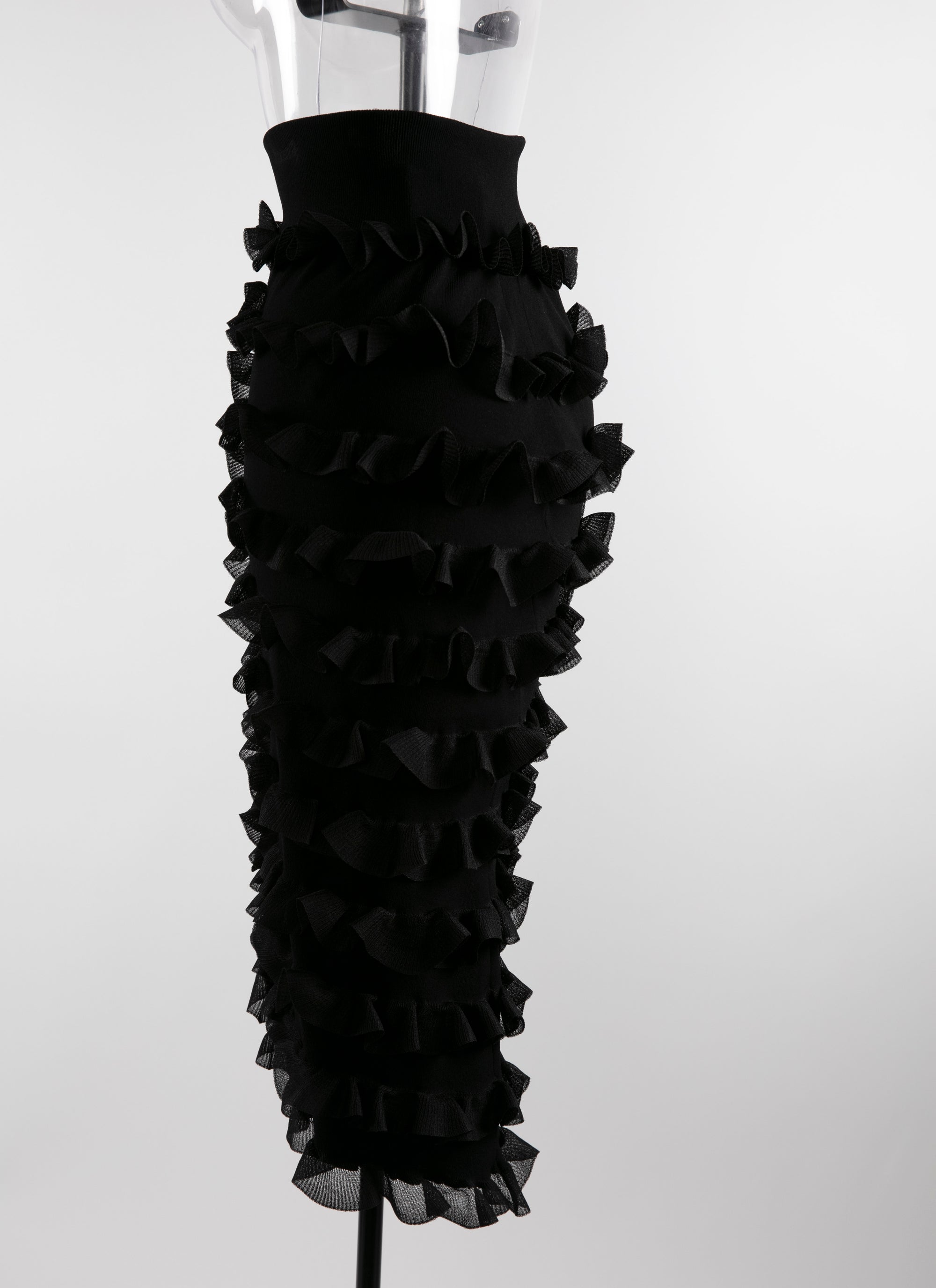 Straight skirt with zip ruffles - Alaia Black