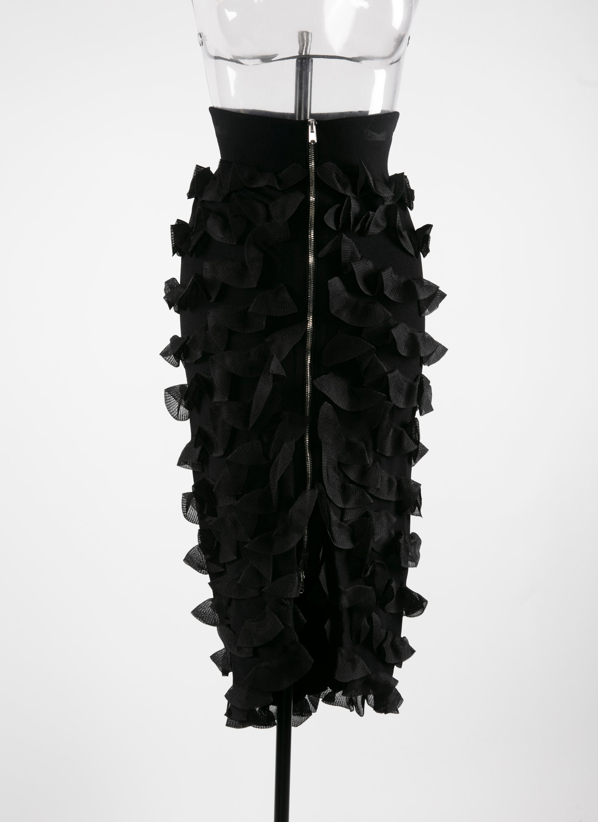 Straight skirt with zip ruffles - Alaia Black
