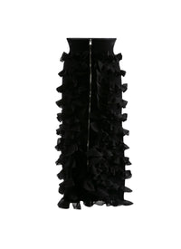 Jupe droite à volants zip en soie mélangée - Noir Alaïa