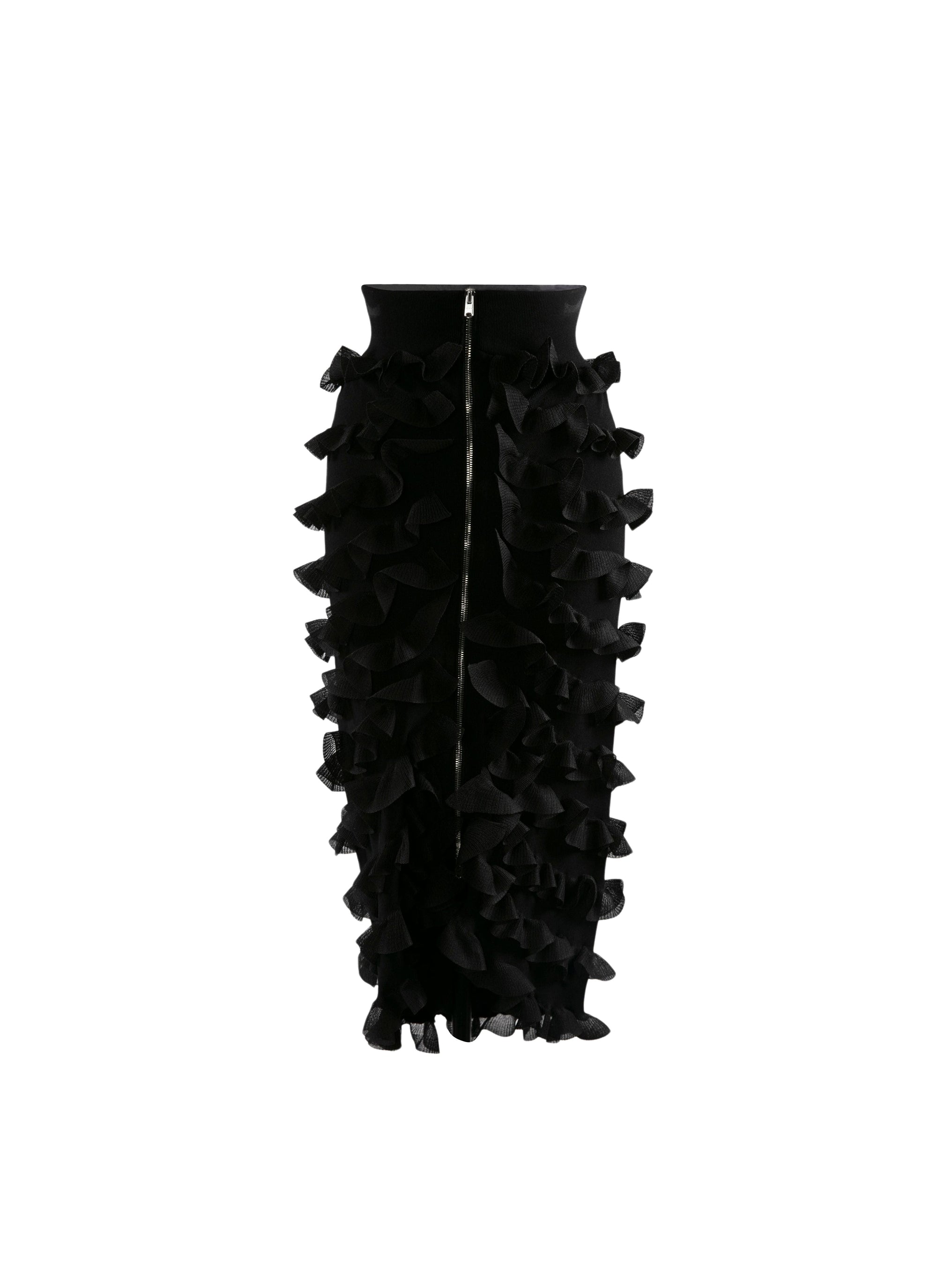Straight skirt with zip ruffles - Alaia Black