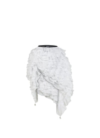 Flared skirt with ruffles - Optic White