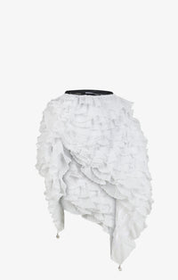 Flared skirt with ruffles - Optic White