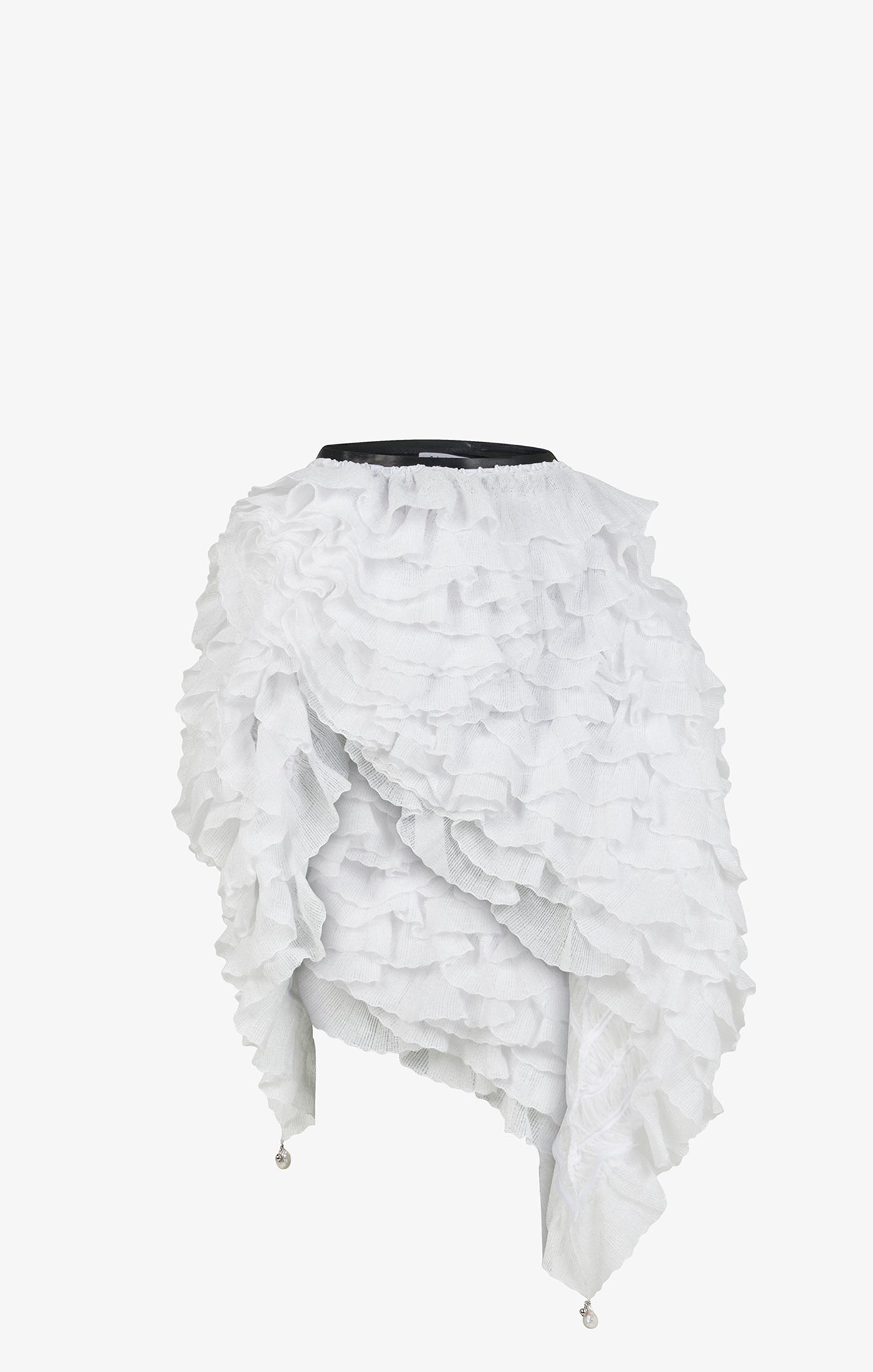 Flared skirt with ruffles - Optic White