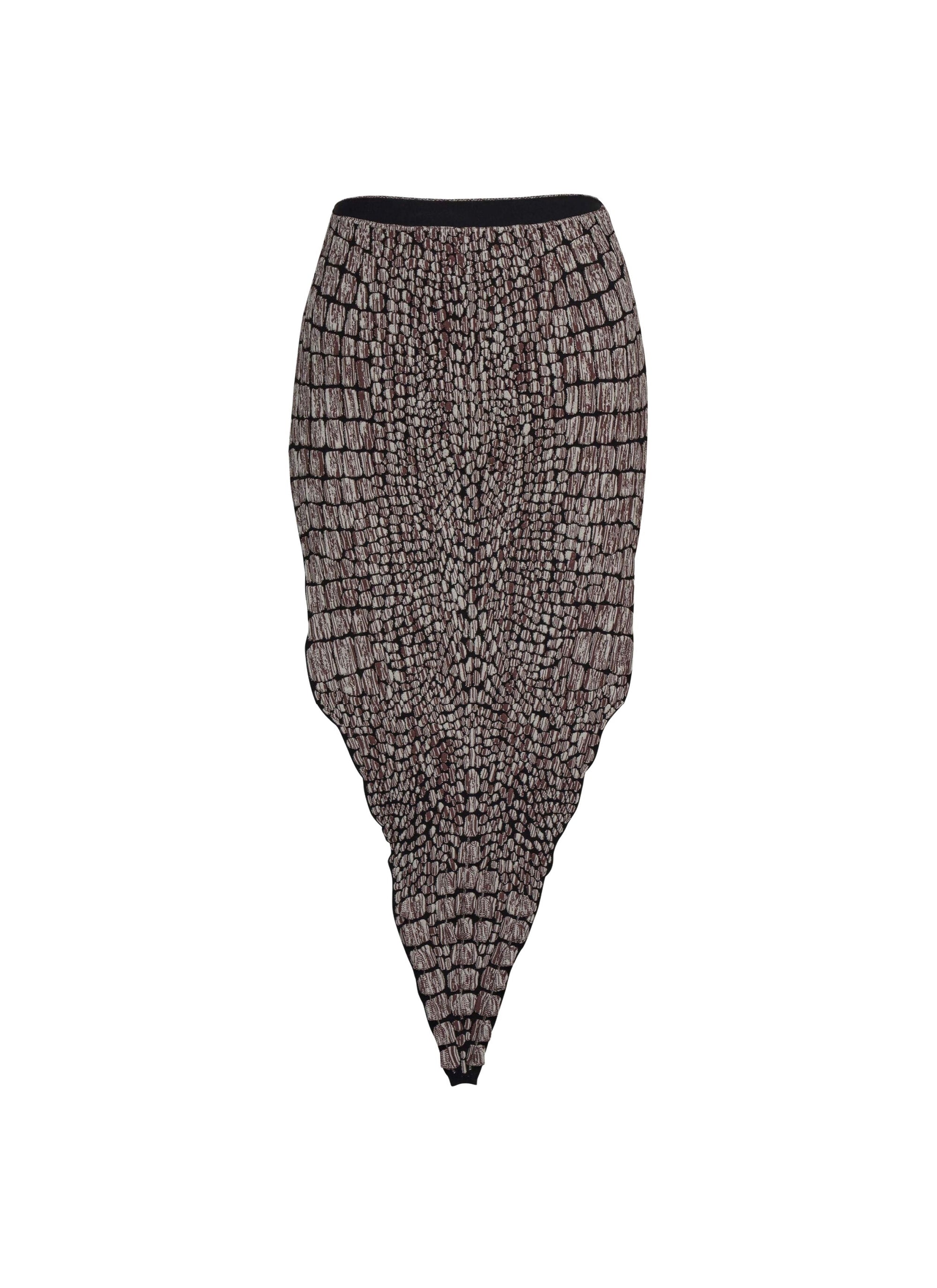 Jupe en jacquard en jacquard croco - Noir & Marron