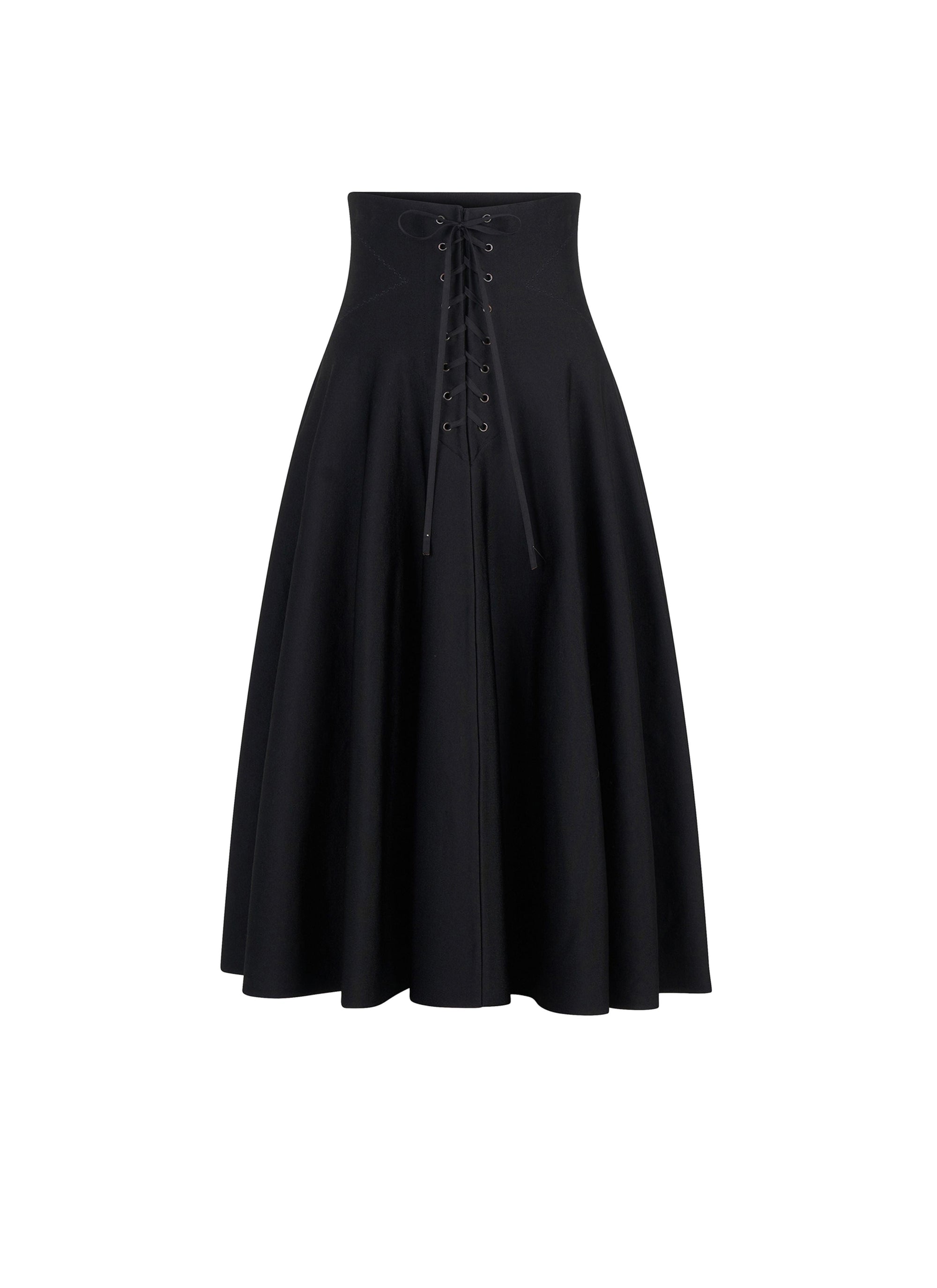 Jupe midi à corset - Noir Alaïa