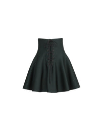 Jupe courte à corset - Vert foncé