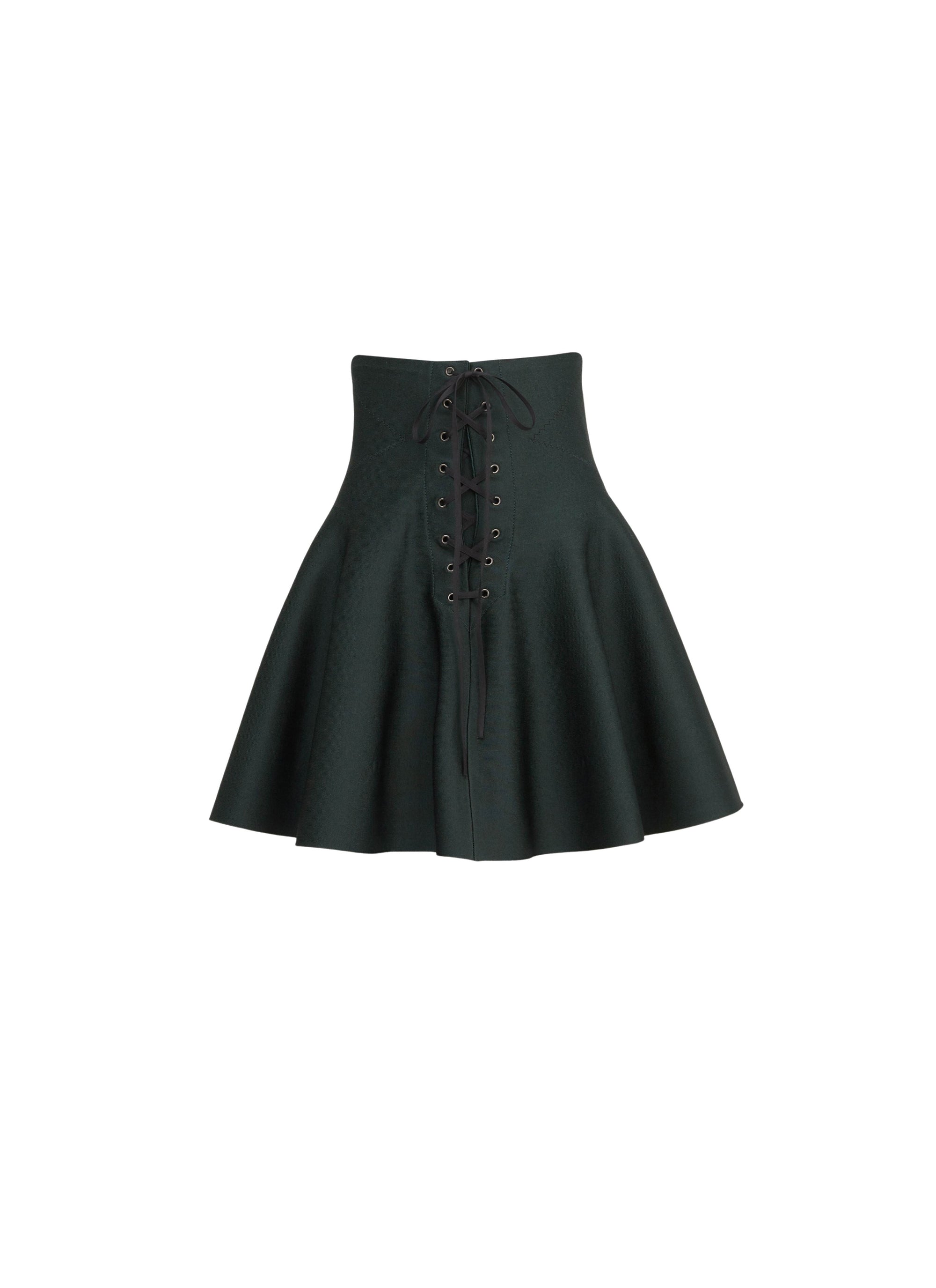 Jupe courte à corset - Vert foncé