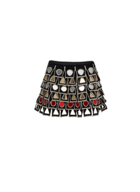 Flared skirt with perforated wool circle - Black & White