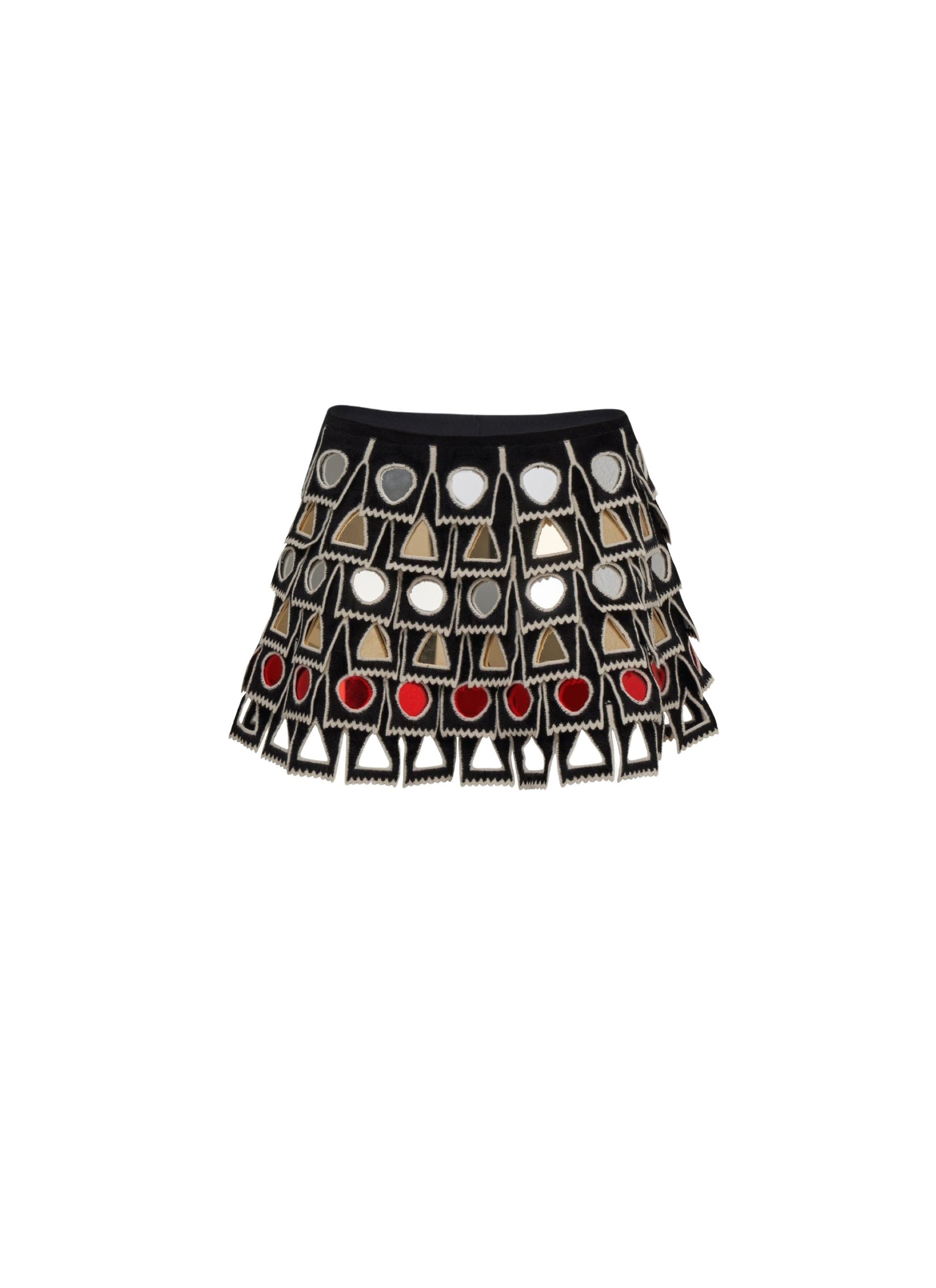 Flared skirt with perforated wool circle - Black & White