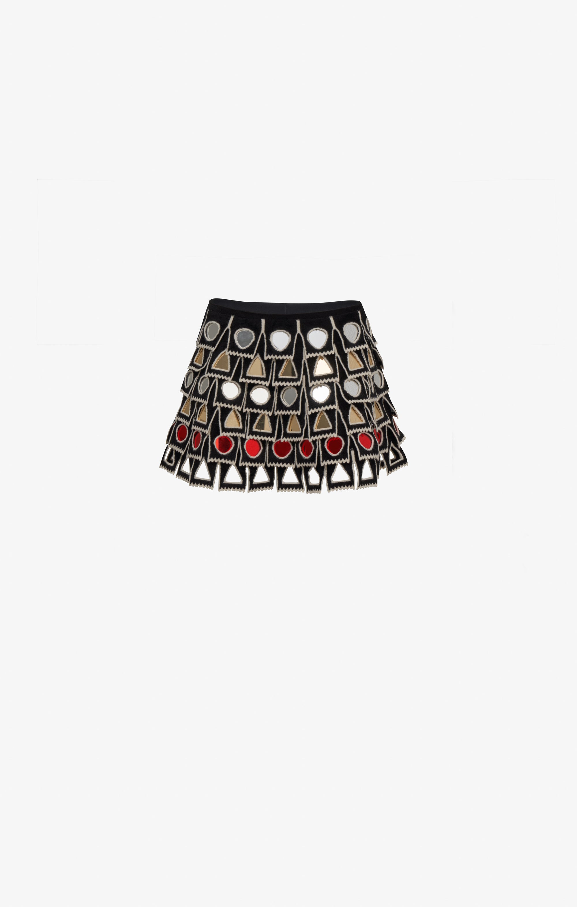 Flared skirt with perforated wool circle - Black & White