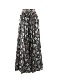 Printed silk maxi skirt - Ivory & Black