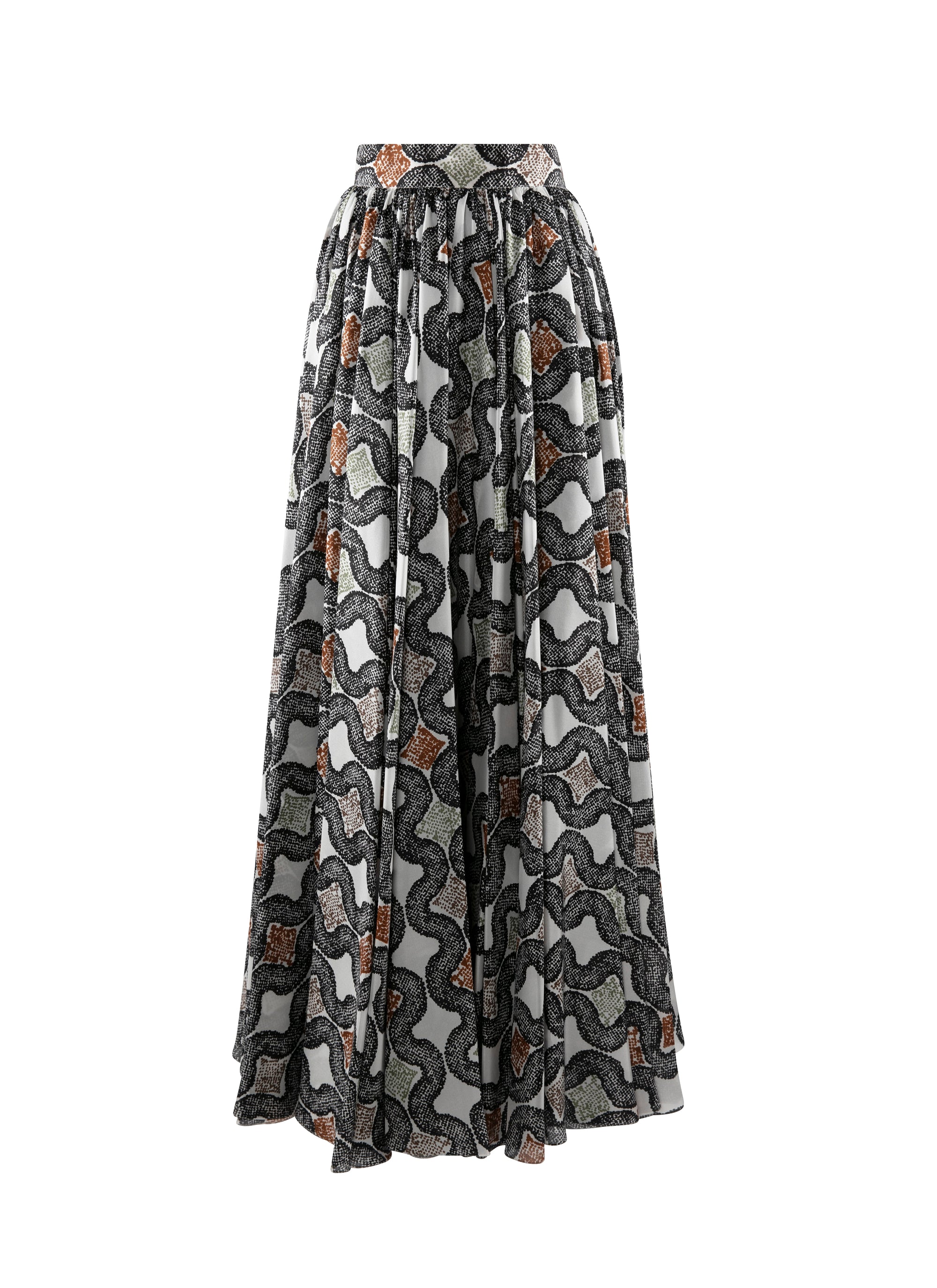Printed silk maxi skirt - Ivory & Black
