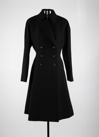 Manteau croisé en laine - Noir