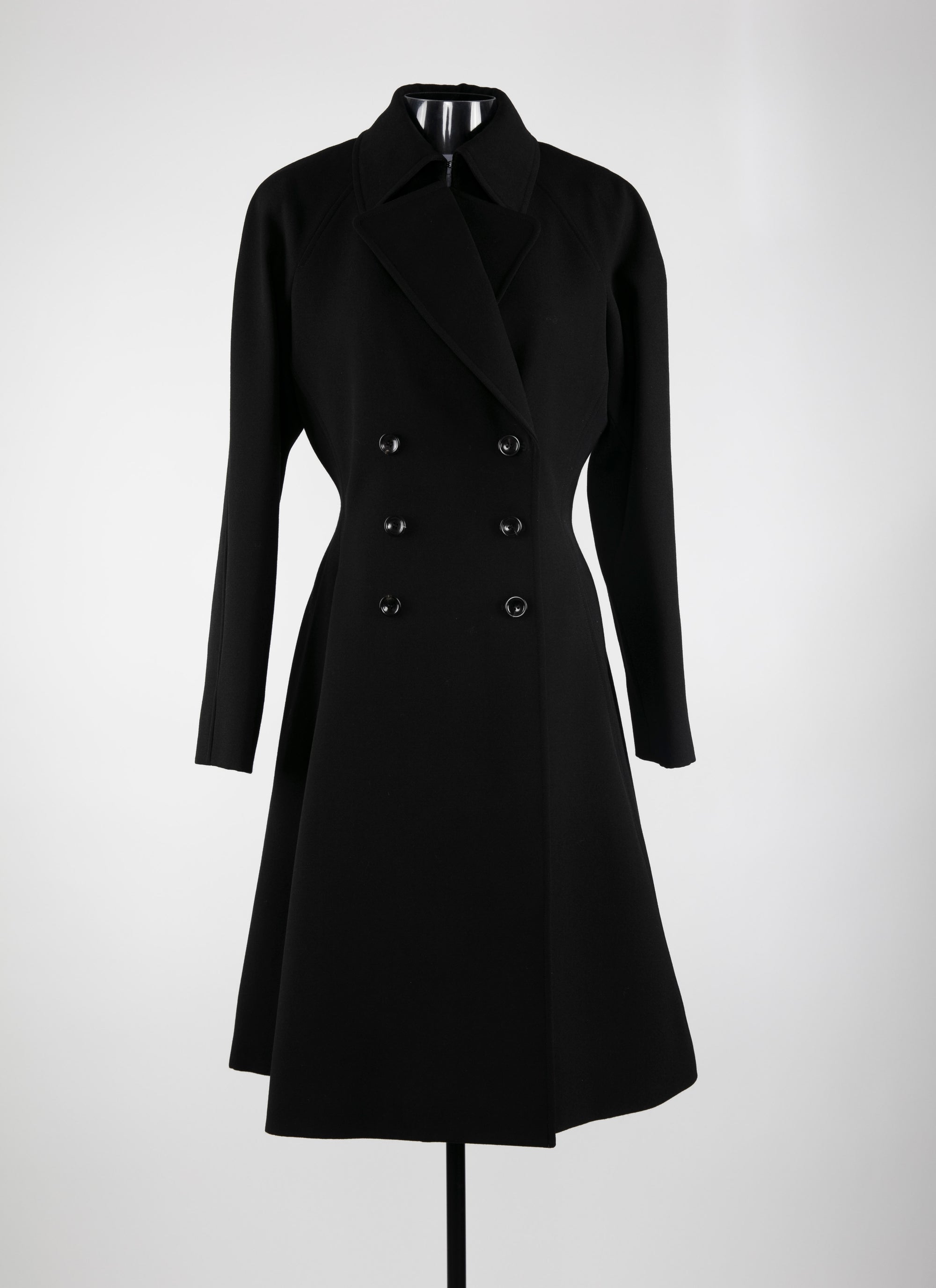 Manteau croisé en laine - Noir