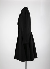 Manteau croisé en laine - Noir
