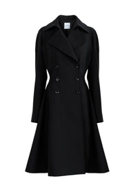 Manteau croisé en laine - Noir