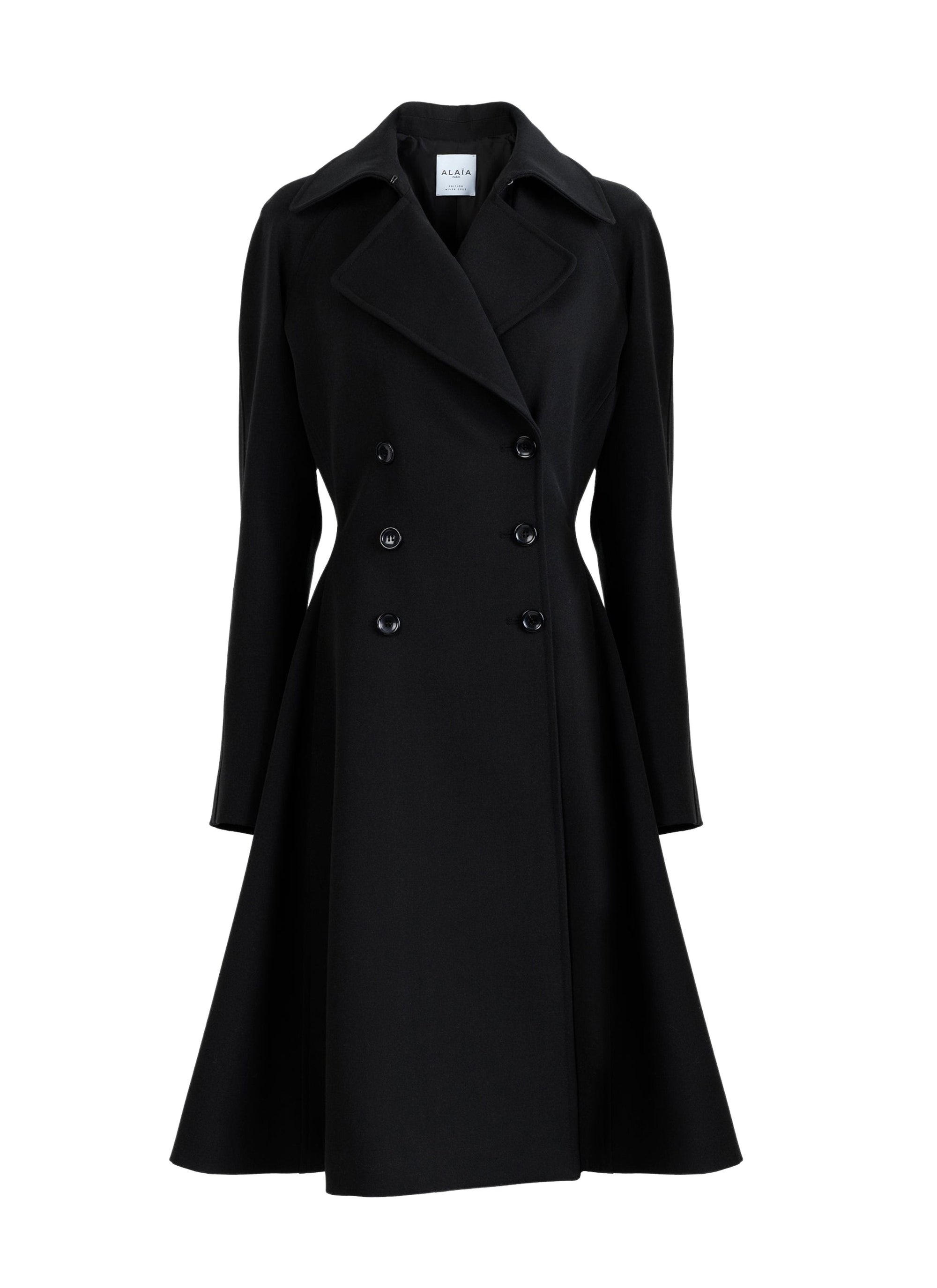 Manteau croisé en laine - Noir