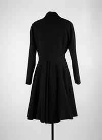 Manteau croisé en laine - Noir