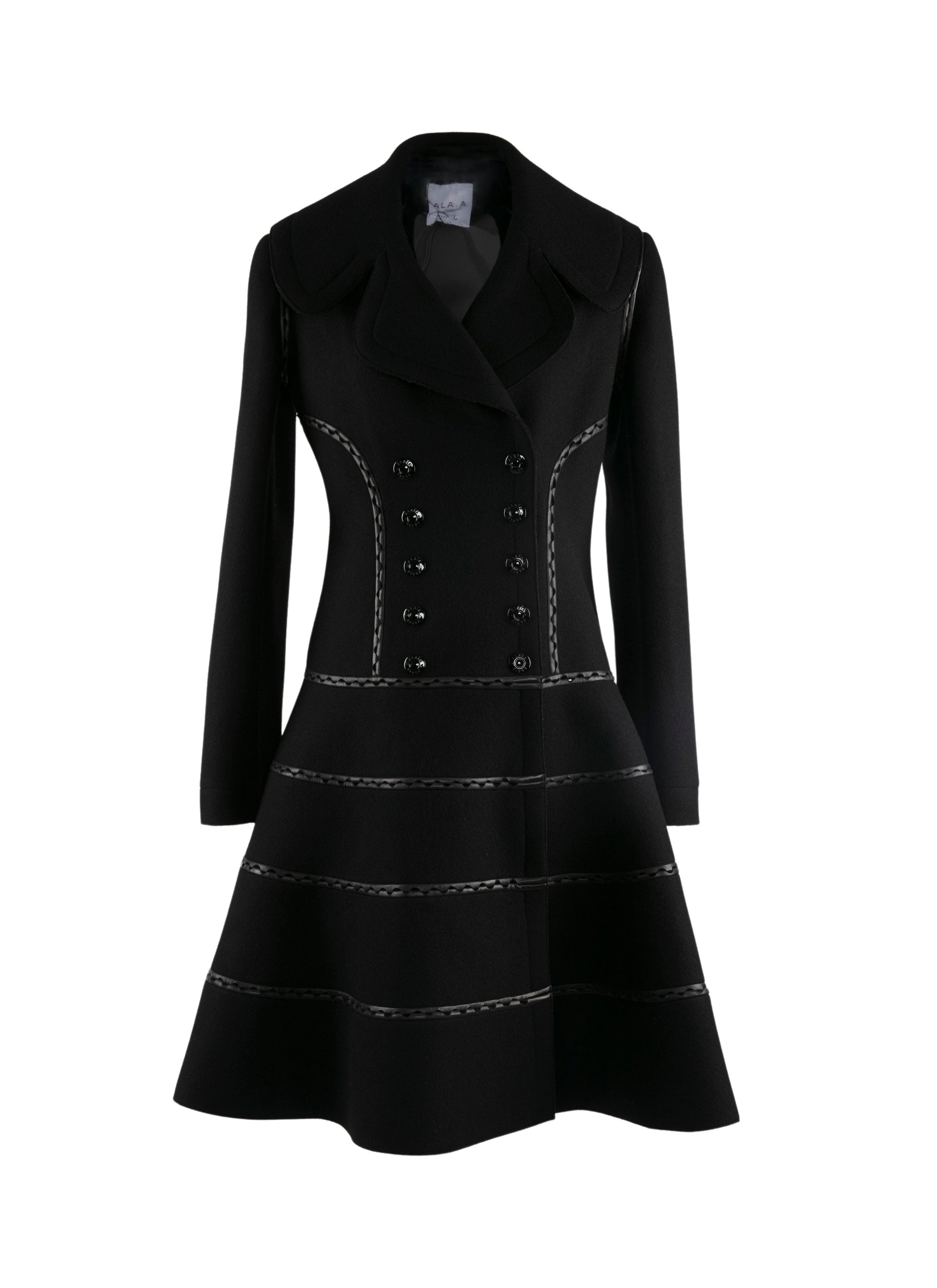 Hinged wool coat - Black intense