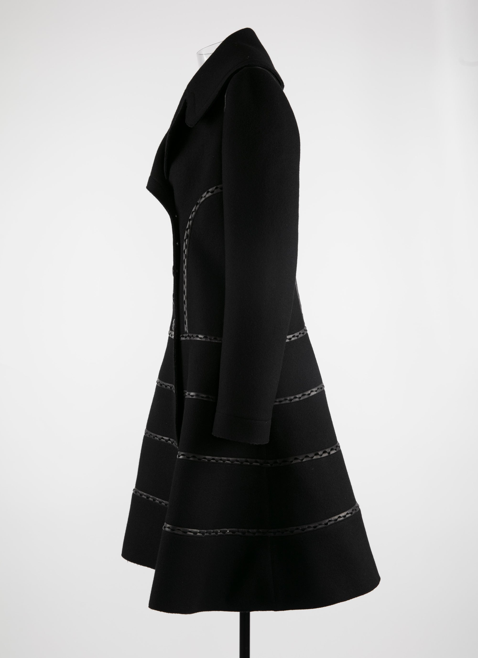 Hinged wool coat - Black intense