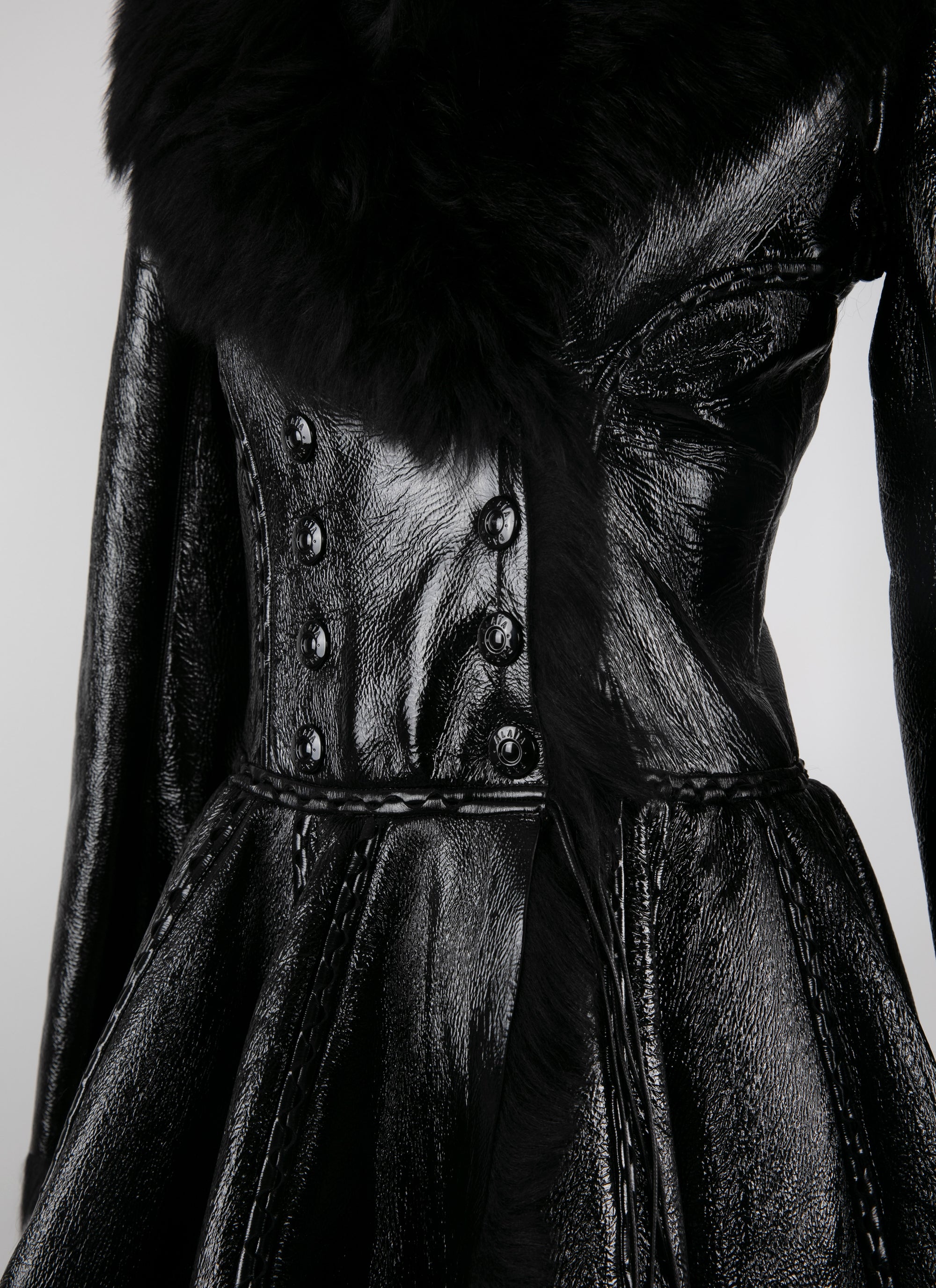 Short leather coat - Black intense