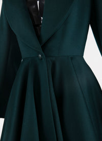 Flared coat in wool - Dark Petroleum