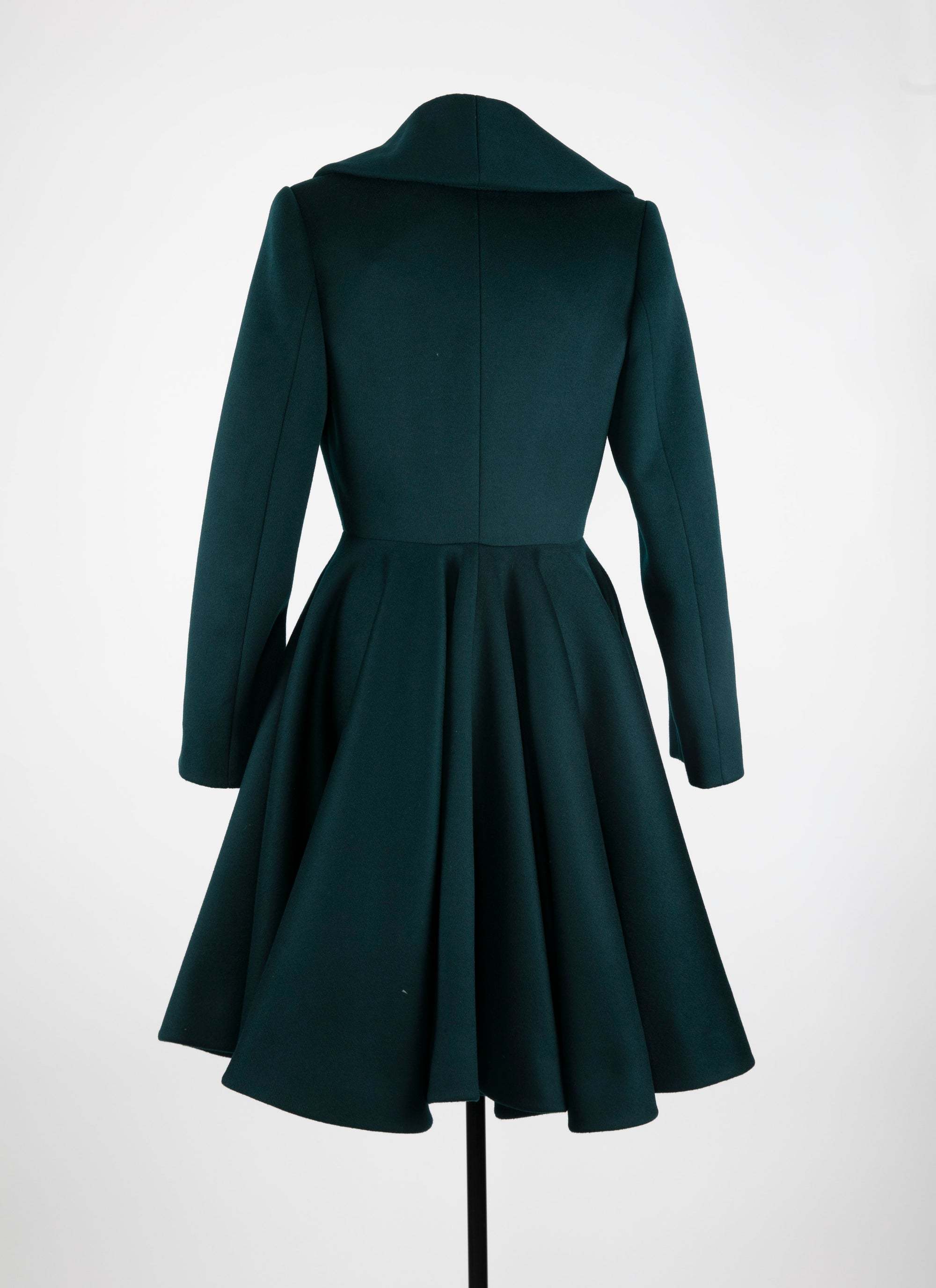 Flared coat in wool - Dark Petroleum
