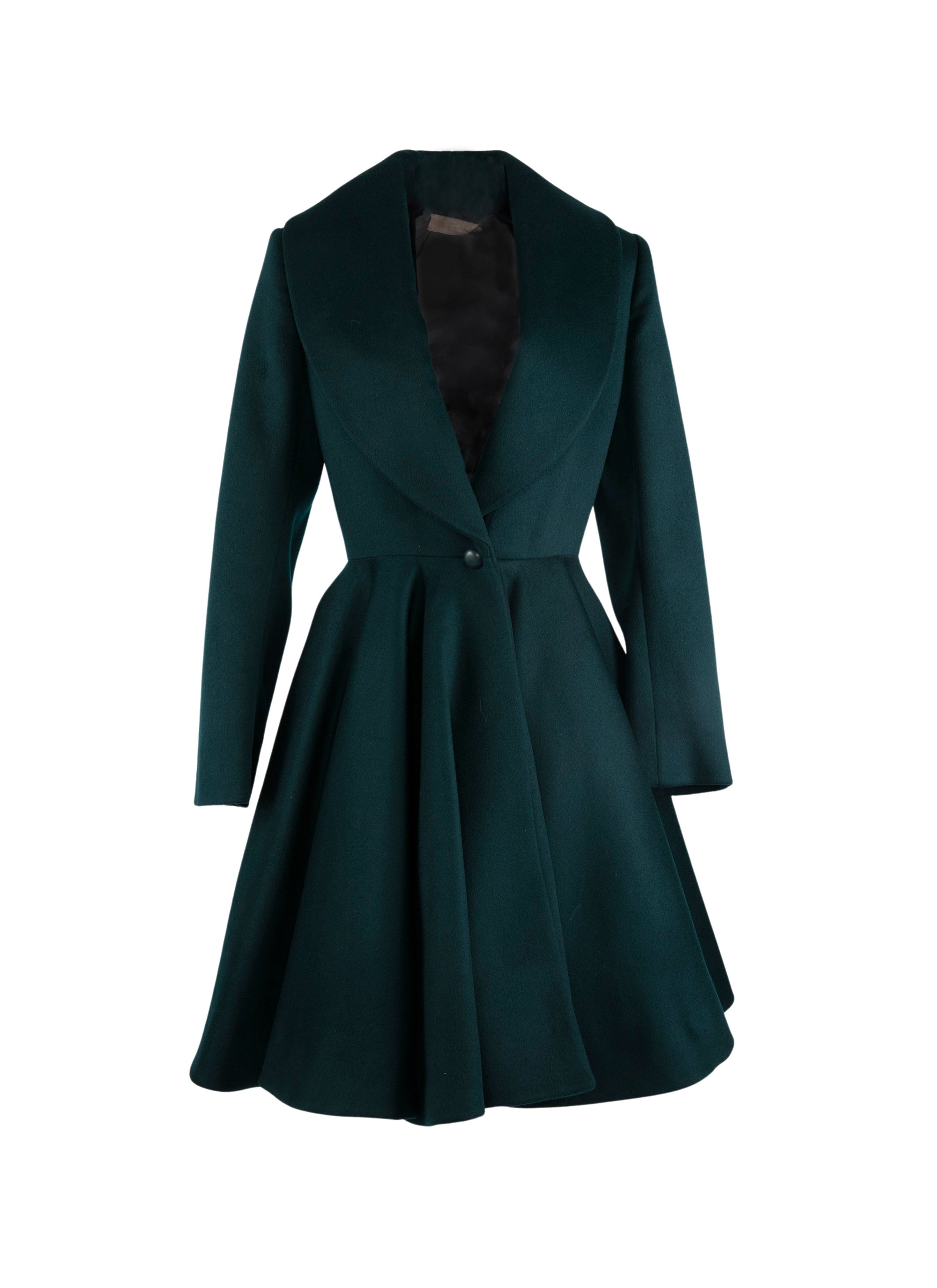 Flared coat in wool - Dark Petroleum