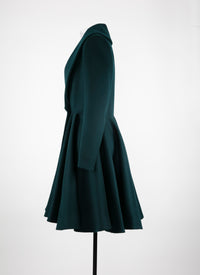 Flared coat in wool - Dark Petroleum