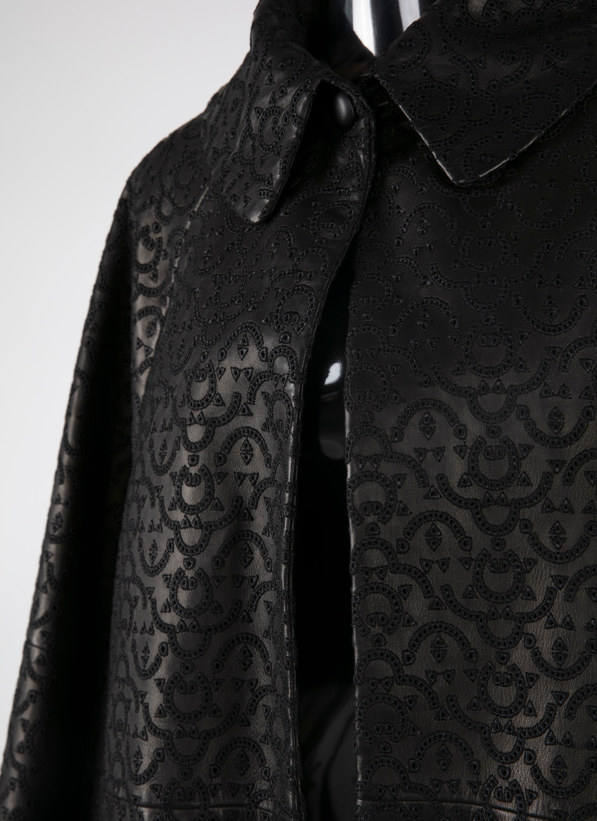 Regular leather coat - Black intense