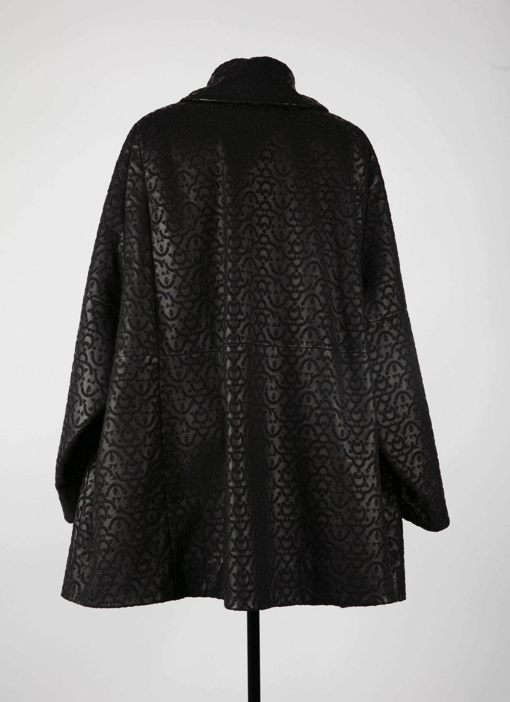 Regular leather coat - Black intense
