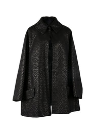 Regular leather coat - Black intense