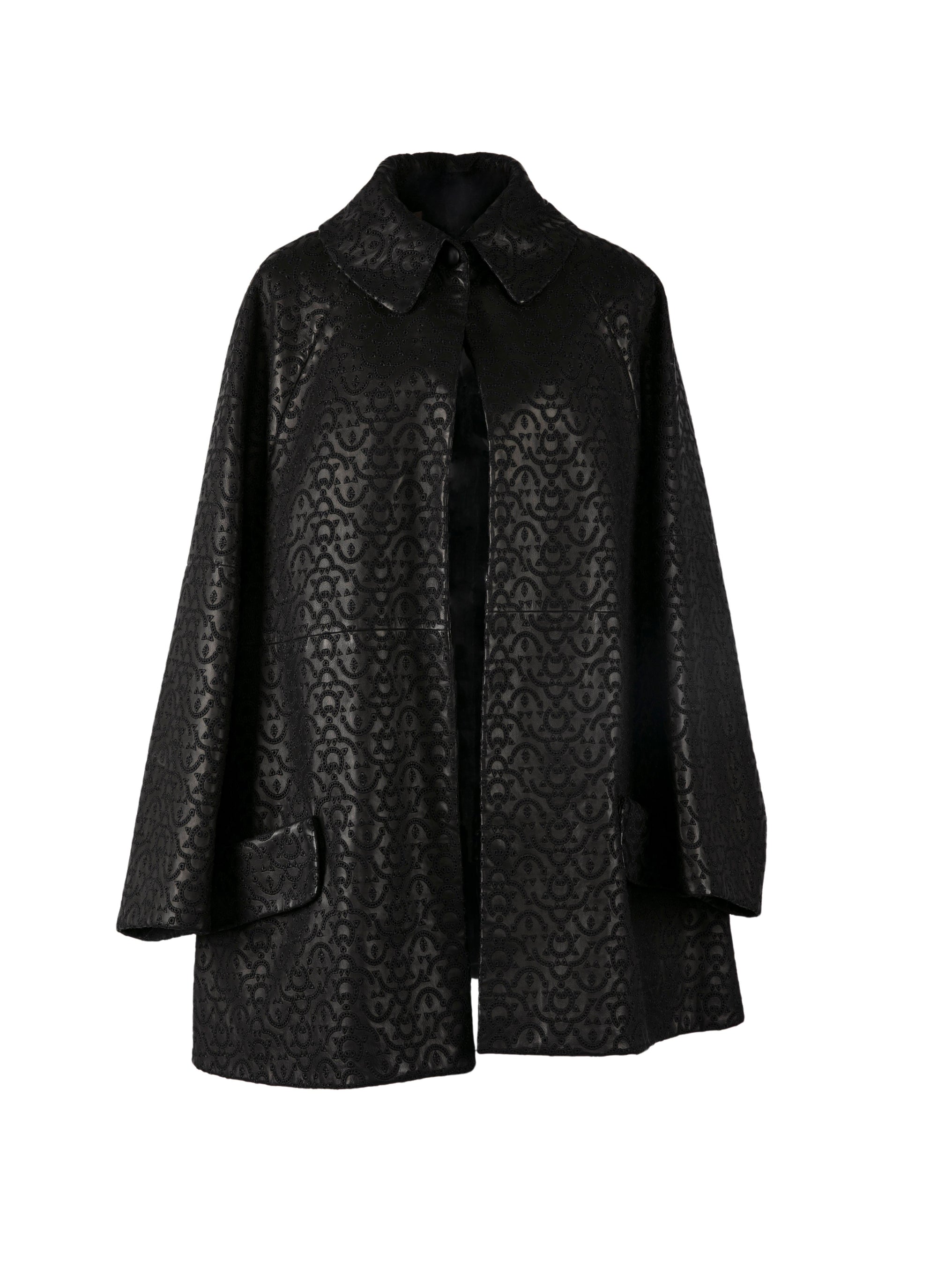 Regular leather coat - Black intense