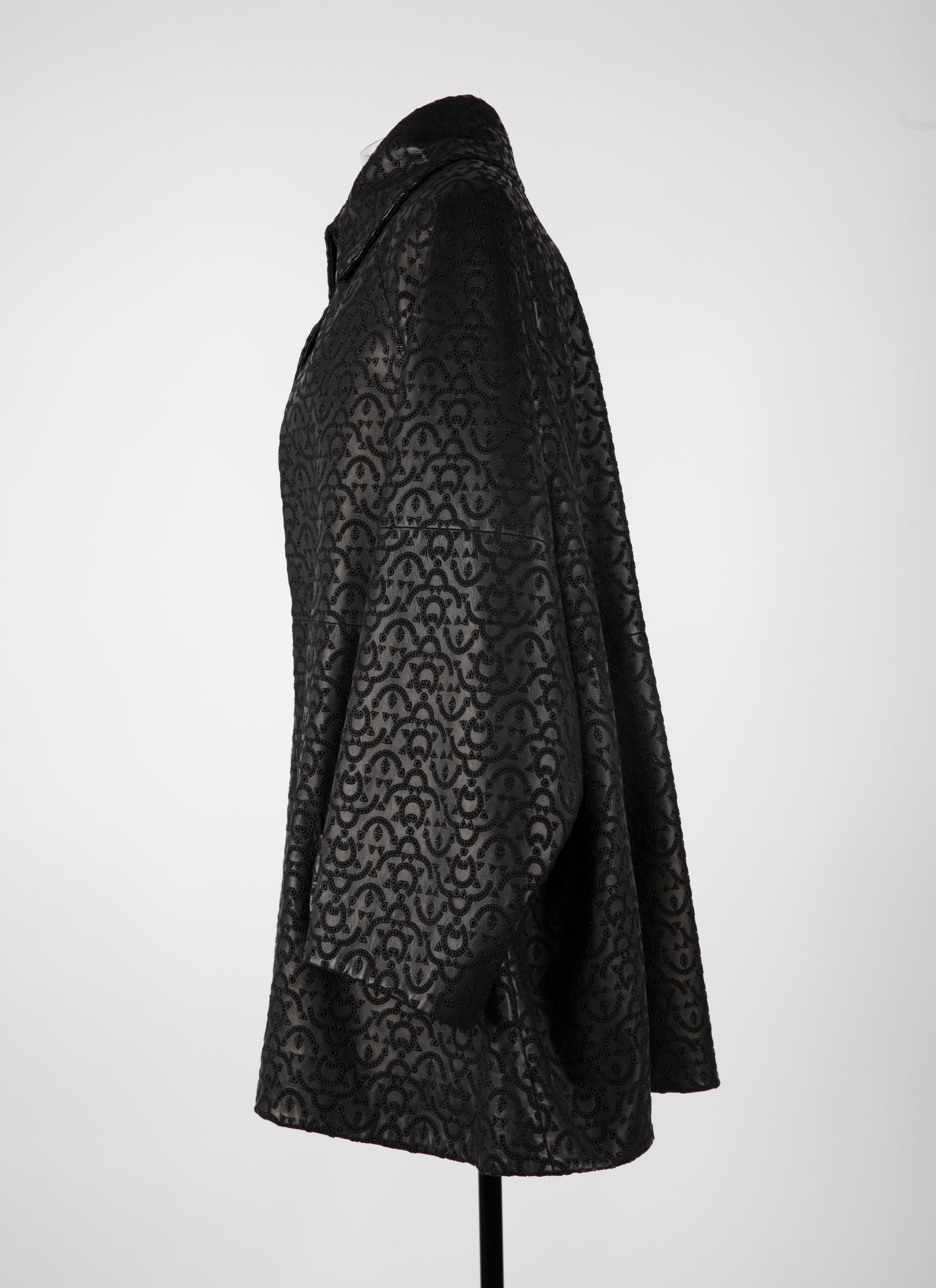 Regular leather coat - Black intense