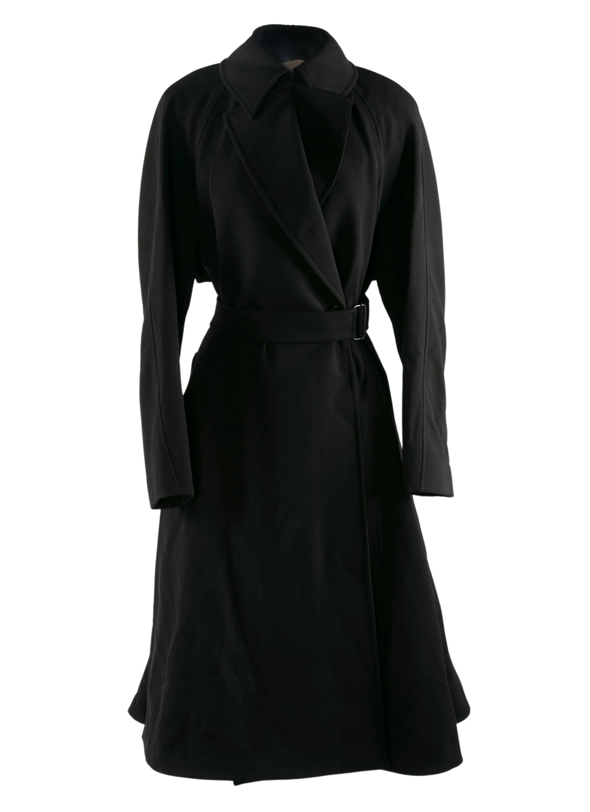 Long wool trench coat - Black intense