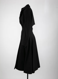 Long wool trench coat - Black intense