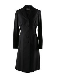 Long fitted coat with pleated detail - Black intense