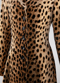 Long fitted coat in animal print - Light Beige
