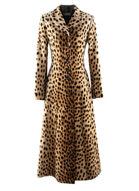 Long fitted coat in animal print - Light Beige
