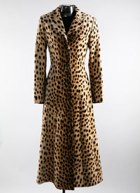 Long fitted coat in animal print - Light Beige