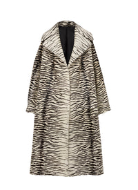 Manteau 3D à rayures en cuir - Blanc & Noir
