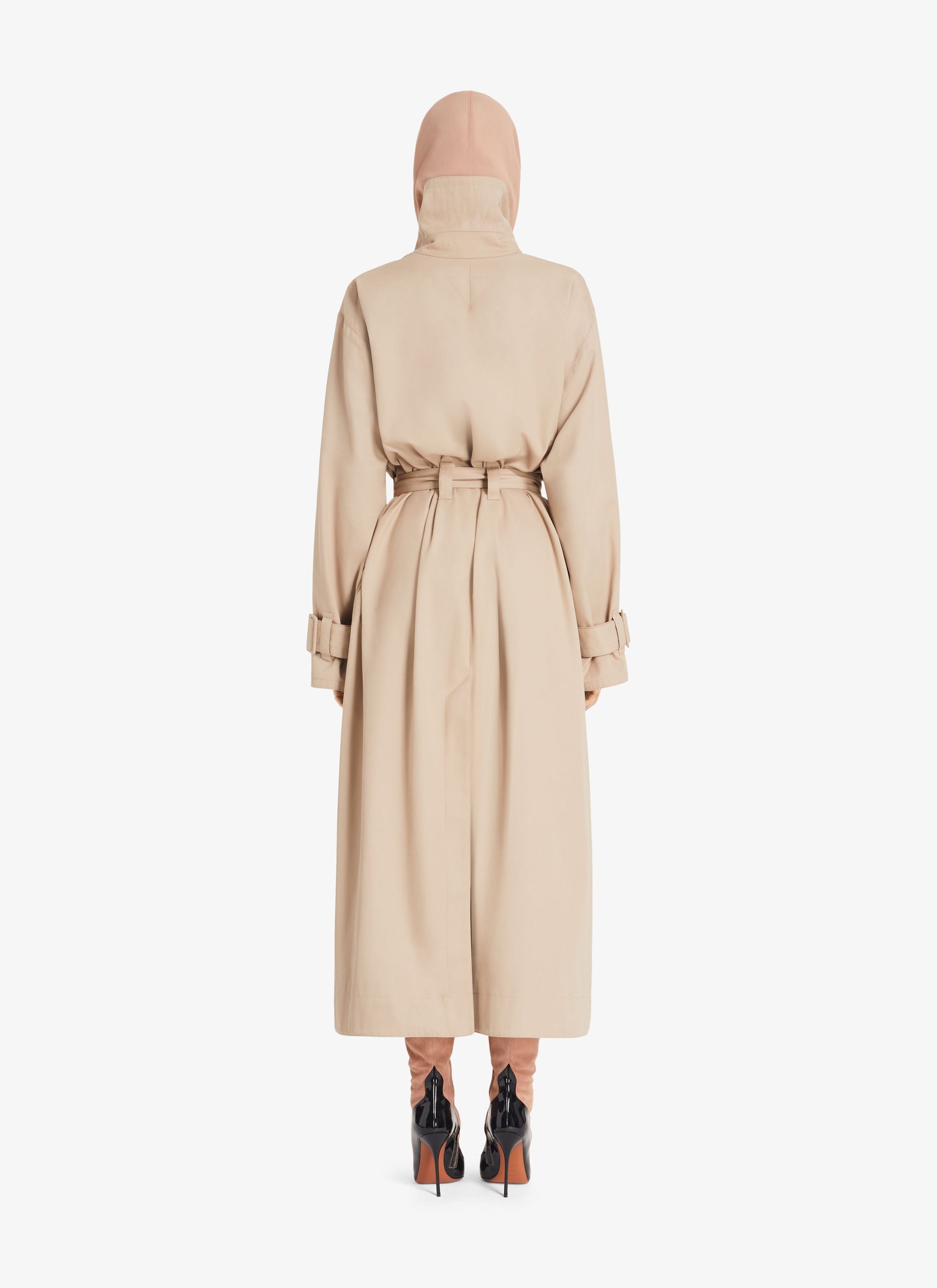 Trench-coat long à capuche - Beige Clair