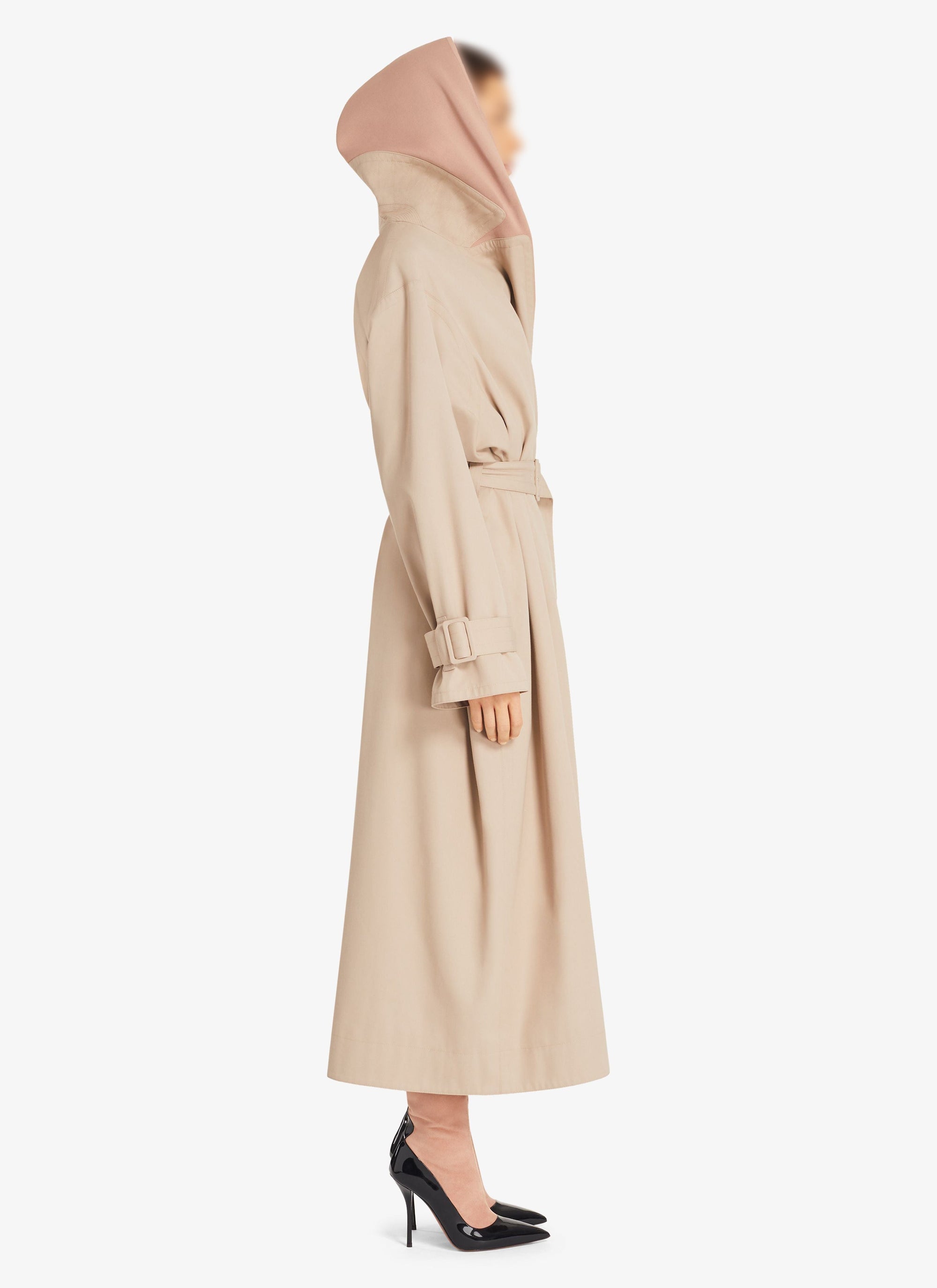 Trench-coat long à capuche - Beige Clair