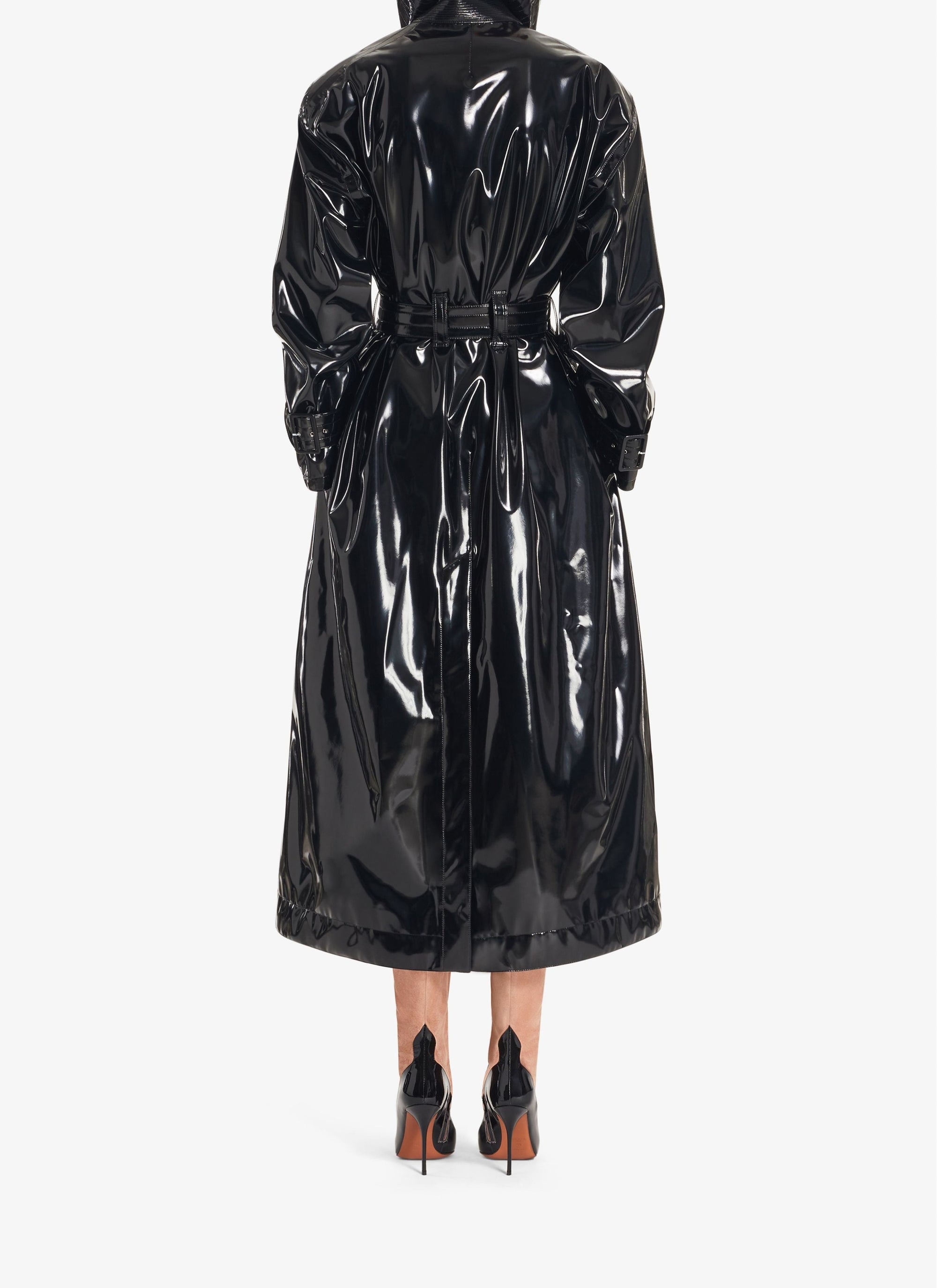 Trench-coat à capuche en vinyle - Noir Alaïa