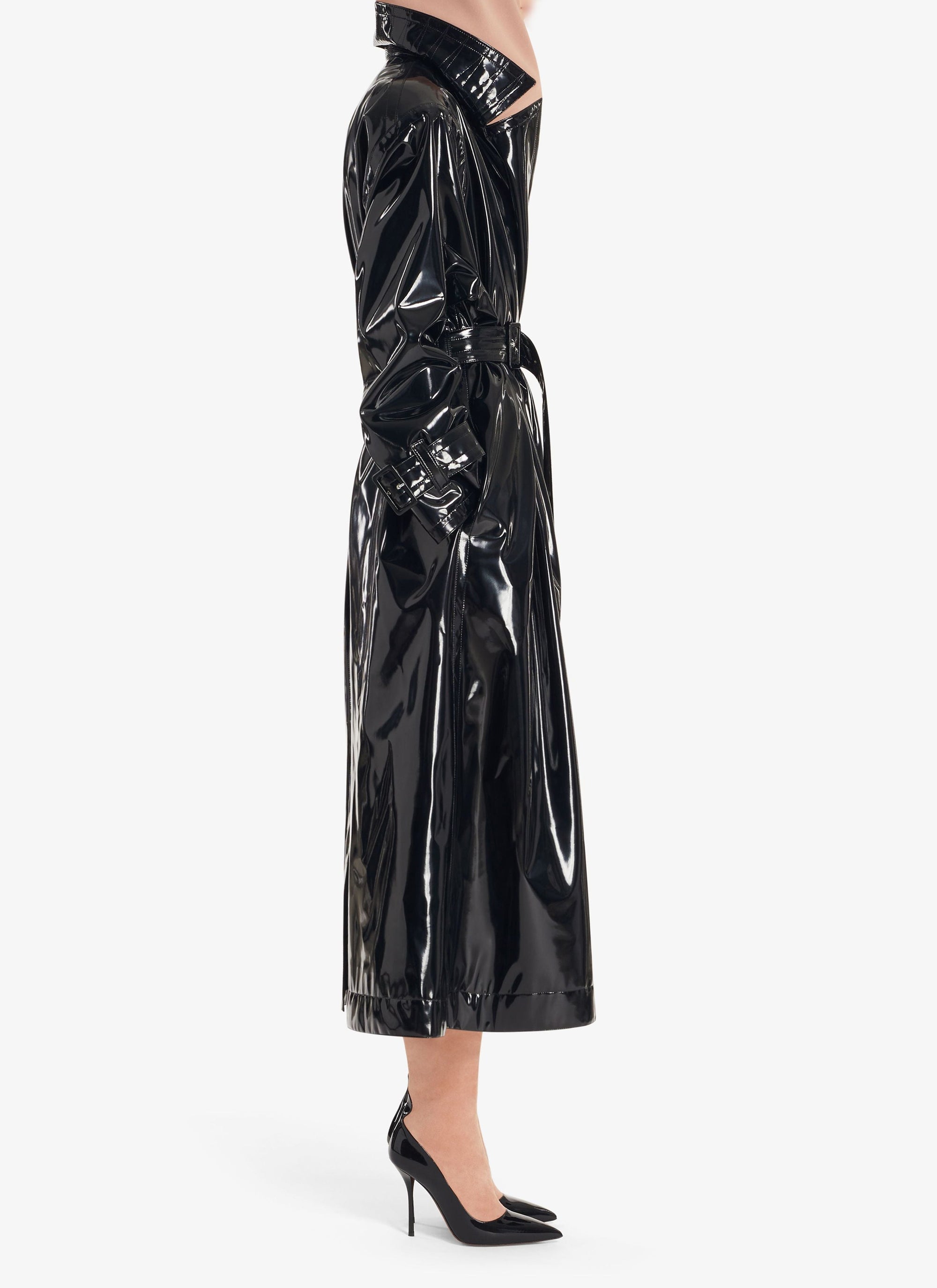 Trench-coat à capuche en vinyle - Noir Alaïa