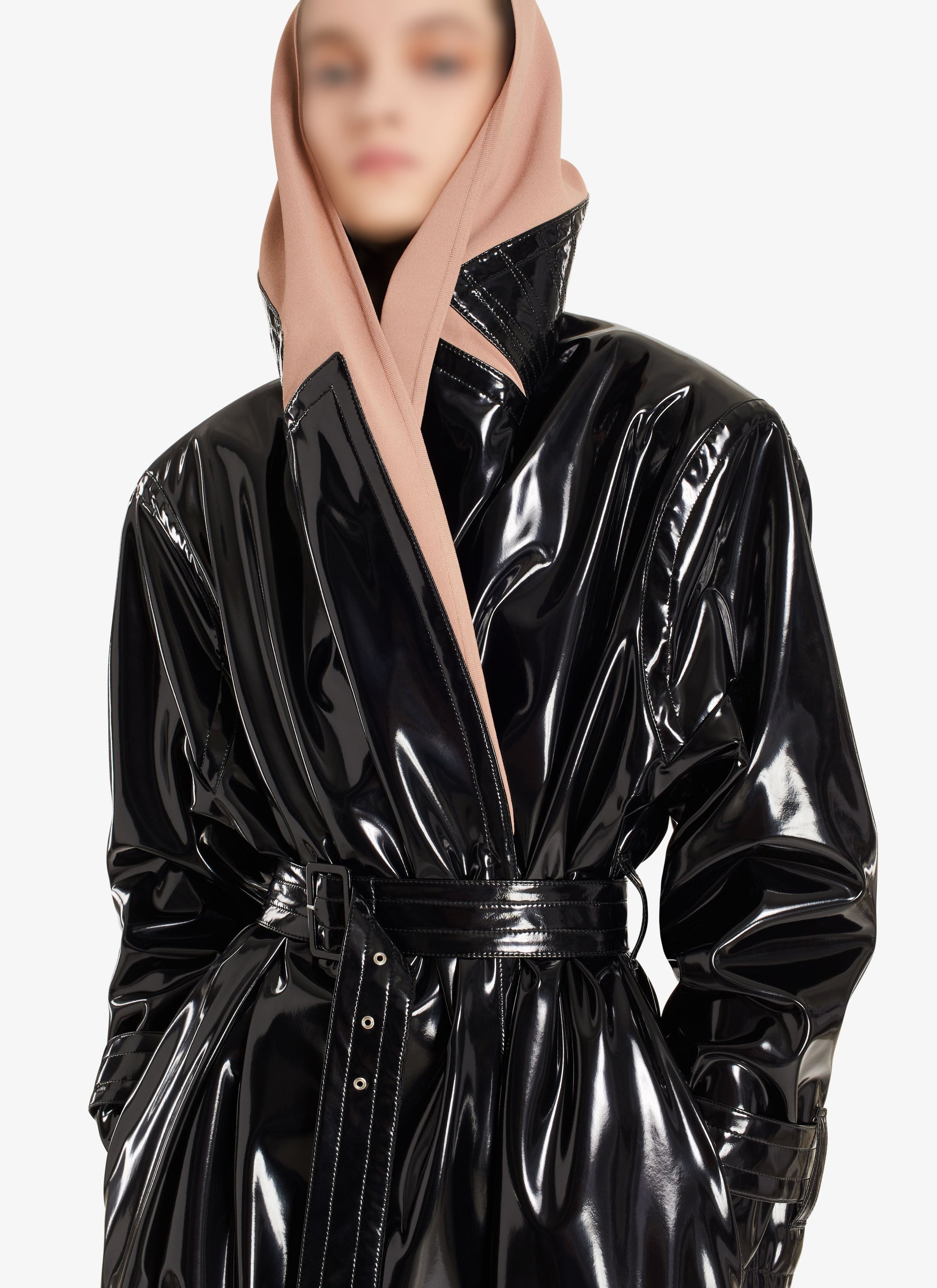 Trench-coat à capuche en vinyle - Noir Alaïa